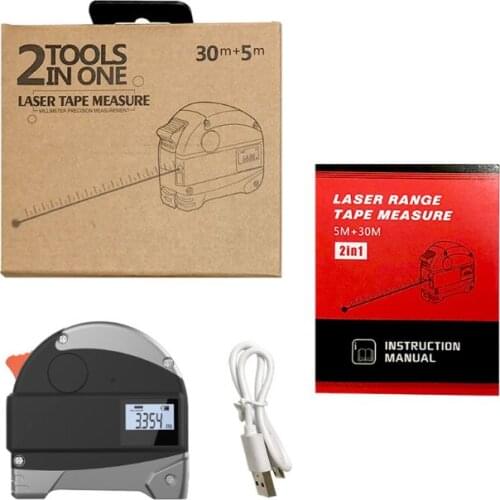 2in1 98ft/30m Laser Rangefinder Digital Tape Measure USB Charging Distance Meter 83XA
