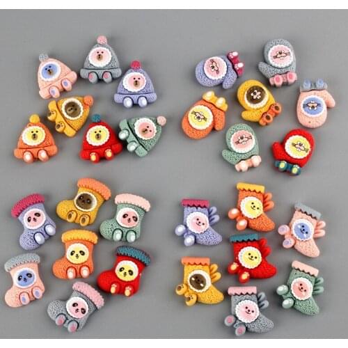 20Pcs Cute Socks/hats/gloves Flat Back Resin Embellishments DIY Craft Supplies Hair Accessories Phone Shell Patch Arts Materials