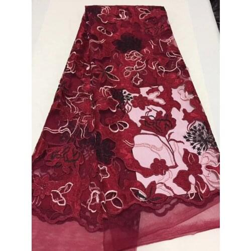 5yards/pc) High Quality African Tulle Lace Fabric Wonderful Embroidered Laser Cut Flowers French Lace For Charming Dress CDF81