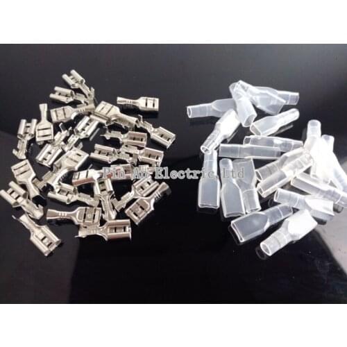 50 set 6.3mm Crimp Terminal Splice Female Spade Connector Splice With Case