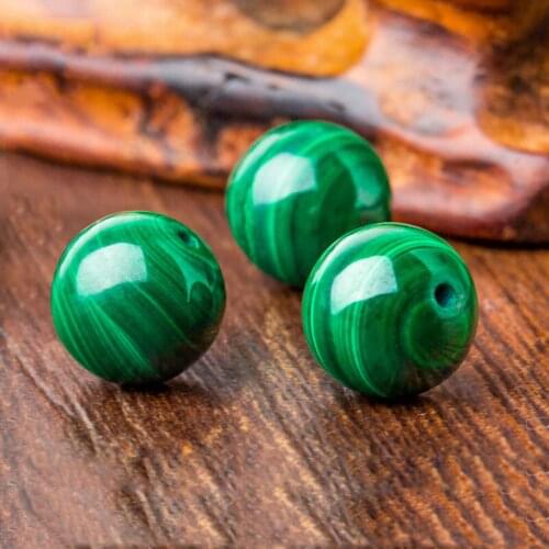 6/8/10/12/14mm 100% Natural Stone Malachite Bracelet Half Hole Beads Accessories for DIY Pendants Earring Jewelry 1 pc
