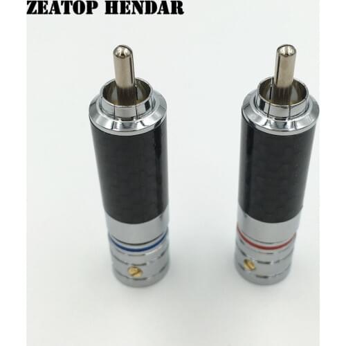 8Pcs Audiophile Eutectic Copper Silver Plated Carbon Fiber Shell RCA Male Plug Soldering Connector High Quality