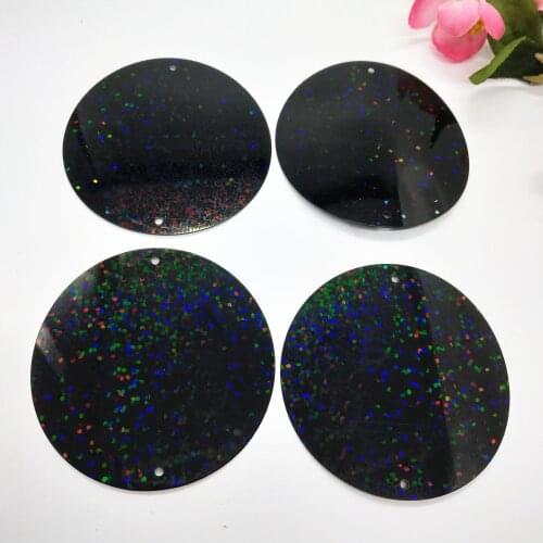 Large Round Sequins For Crafts Laser Black Flat Sewing Accessories 50g 60mm Pailletten With 2 Side Holes
