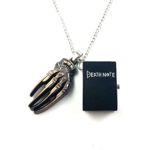 Death note pocket watch quartz dead black bronze necklace chain claw pendant 1pcs/lot grim Reaper cosplay toy watches pendants