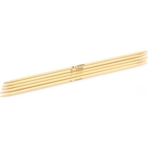 DoreenBeads Bamboo Knitting Needles Natural Double Pointed Hand Sewing Smooth Crochet Hook (UK X/ 3.0mm) ,15cm Long 5PCs/Set