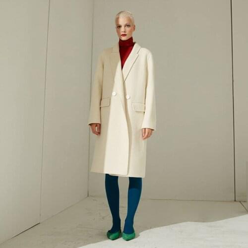 Double sided cashmere coat womens middle and long spring and autumn 2021 new foreign style granular cashmere wool coat