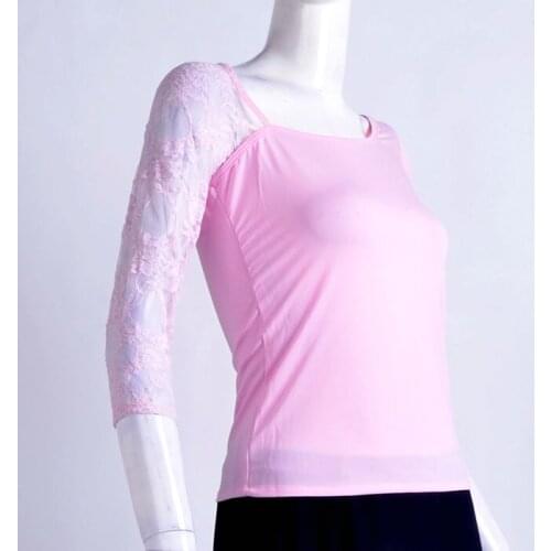 Exotic dance ballroom dance Latin dance unilateral lace seven points asymmetric sleeve collar Latin jacket T12017