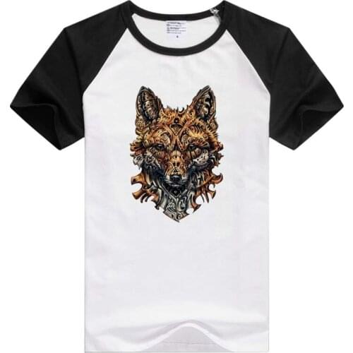 Brown retro fox face short sleeve casual Men/Women T-shirt Comfortable Tshirt Cool Print Tops Fashion Tees GA437