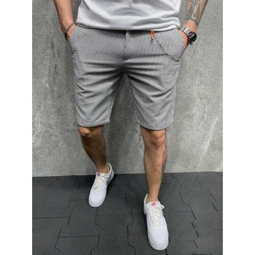 Premium Slim Fit Striped Gabardine Mens Denim Shorts