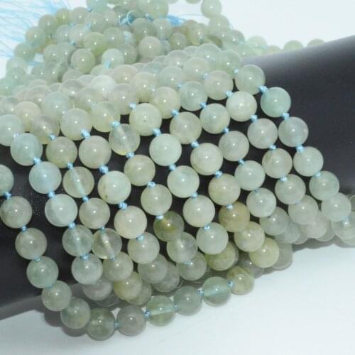 Natural Light Green - Blue Aquamarine Loose Round Beads 7.8mm-8mm