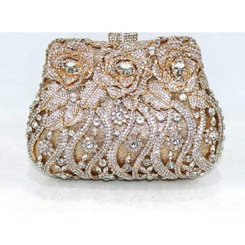 Latest Diamond Luxury Flower Clutches Elegant Crystal Purses Ladies Wedding Party Purse Women Evening Party Accessories Bag