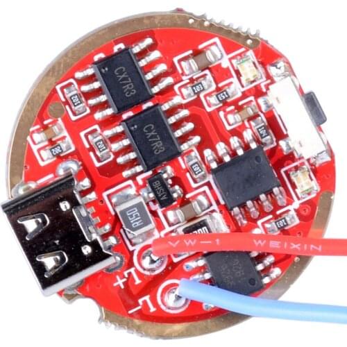 Driver 28.5mm 2.5-4.2V stepless dimming Driver circuit board for XHP50 T6 L2 XPL Type C USB rechargeable flashlight
