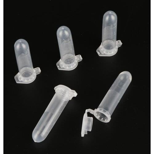 2ml Volume Graduation Centrifuge Tube Plastic Bottles with Snap Cap Transparent Vials Laboratory Sample Container 100Pcs