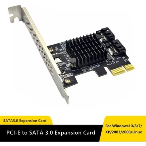 6Gbps PCIE To SATA 3 Expansion Card Add On Card Controller 6 SATA Ports PCI Express Adapter Card Windows10/8/7/XP/Linux Hot Swap