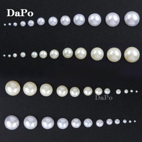 3MM-12MM Beige/White Flatback Half Round Pearl Craft ABS Imitation Pearl Resin Scrapbook Beads For DIY Decoration