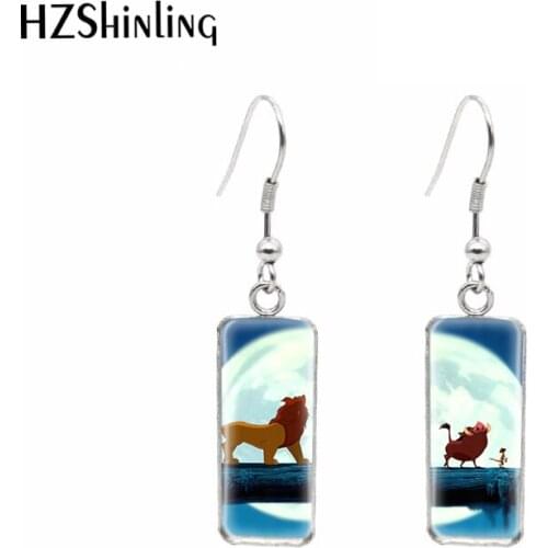 The Lion King Paintings Rectanglur Hook Earrings Glass Earrings Ear Accessories for Girls Gifts