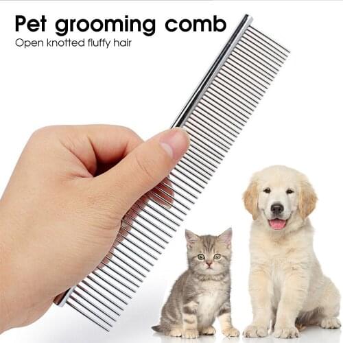 2pcs Stainless Steel Dog Comb Long Thick Hair Fur Removal Brush Lightweight Pets Dog Cat Grooming Combs for Shaggy Dogs Barber