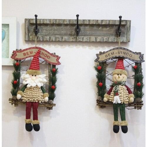 Xmas Decoration Door Hanging Window Wreath Santa Reindeer Snowman Kids Gift