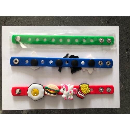 200PCS PVC 17color mixed 18cm high quality silicone Bracelet fit with shoe charms cute Wristband toy for childs creative gift