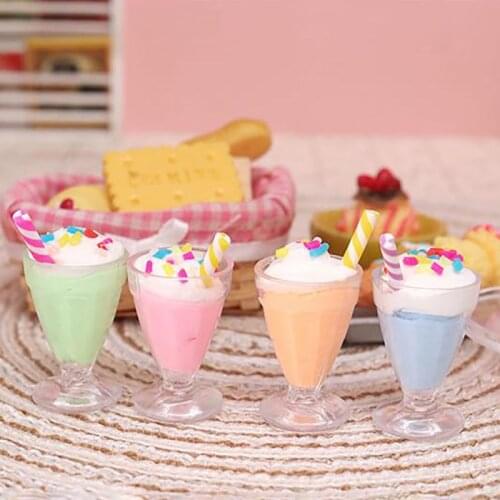 Random 1pc Drink Ice Cream Cups Model Pretend Play Mini Food Doll Accessories Fit Play House Toy CUTE Dollhouse
