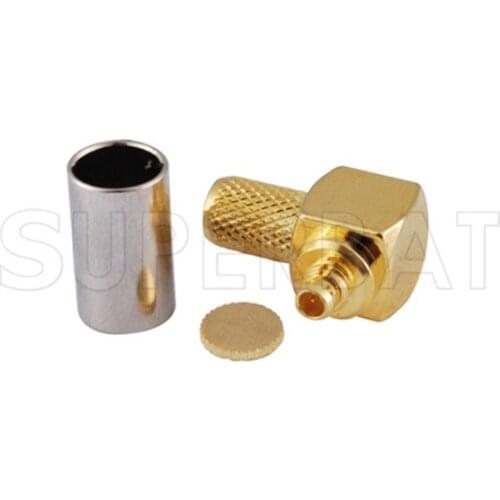 Superbat 10pcs MMCX Crimp Plug Male Right Angle RF Coaxial Connector for Cable RG58 LMR195 RG142 RG400