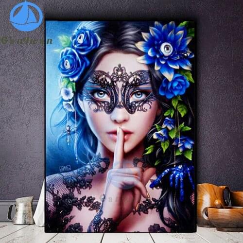 Mysterious elegant woman 5d diy diamond painting Mask woman full drill diamond embroidery sale girl flowers home decoration art