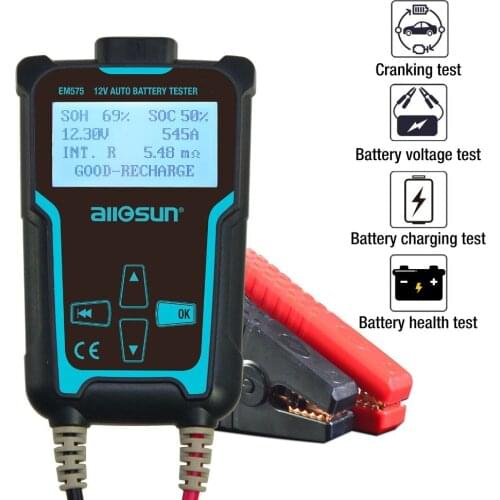 ALL-SUN EM575 12V and 24V Automotive Vehicle Car Battery Tester Multifunction Check Meter Digital Analyzer Diagnostic