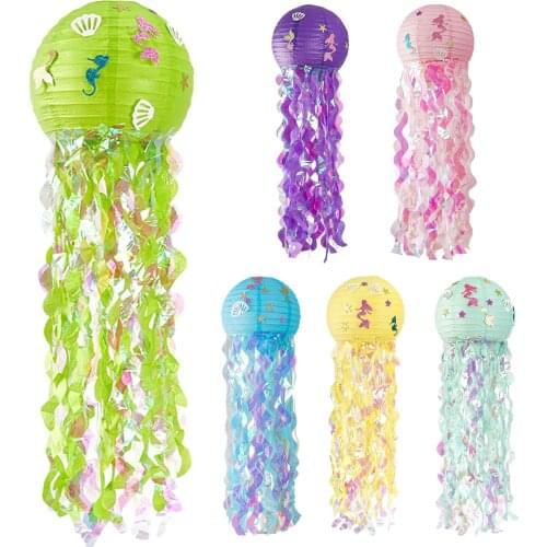 Party Decoration DIY Hanging Jellyfish Shape Lantern Little Mermaid Under The Sea Party Innovative Kid Birthday Party value