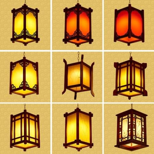 In Chinese Antique Style Solid Wood GD Tea Restaurant Aisle Advertising Printing Lantern Hot Pot Restaurant B & B Inn Chandelier