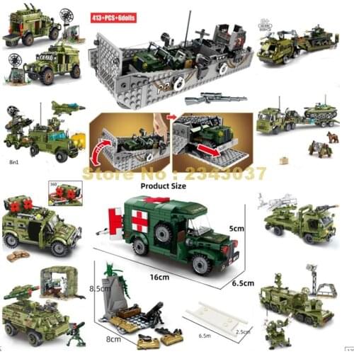 Military Ww2 Army Tank Ambulance Armored Missile Vehicle Truck Lcm3 Landing Craft Boat Fighter Building Blocks Toy