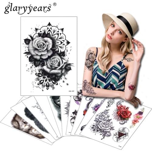 Glaryyears 1 Sheet Temporary Tattoo Sticker Flash Fake Tatoo Plant Tatto Waterproof Small Body Art Men Women KM And P