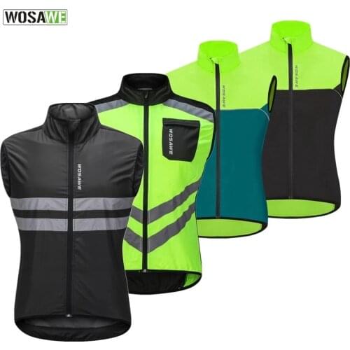 WOSAWE Reflective Cycling Vests Sleeveless Windproof Sports Ciclismo Jerseys MTB Road Bike Bicycle Clothing Coat Cycle Clothes