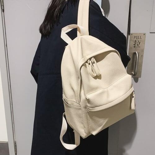 Women PU Leather Backpack Female Vintage Shoulder School Bags 14inch Laptop Backpack Ladies College Simple Bookbag Designer 2021