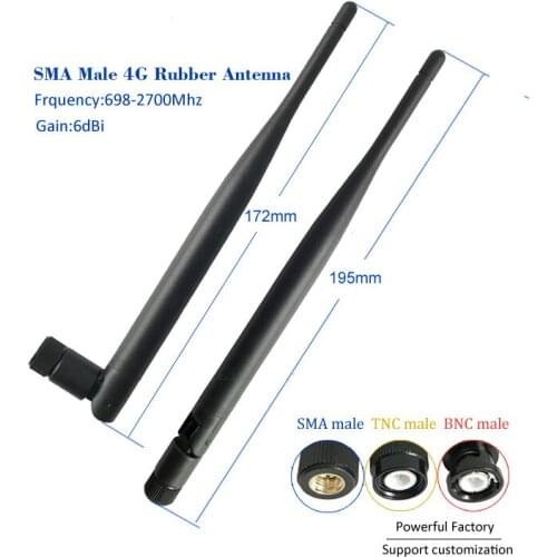 Folded SMA male 6dbi 4G LTE 700/2700MHZ rubber duck antenna 19.5CM 1PCS