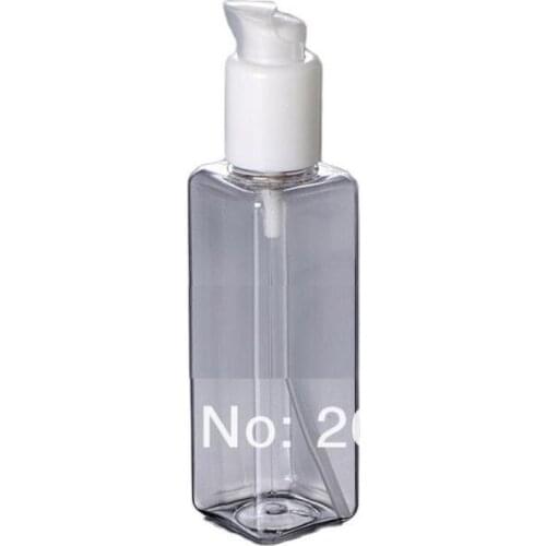 100ml TRANSPARENT SQUARE PET BOTTLE or blue toilet water bottle or lotion bottle with white pump
