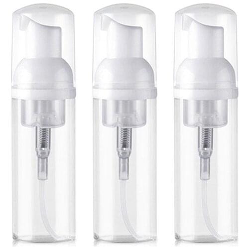 12pcs/lot 50ml 60ml PET Clear White Facial Cleaning Foam Pump Bottles with foamer pump for face cream pacakge travel