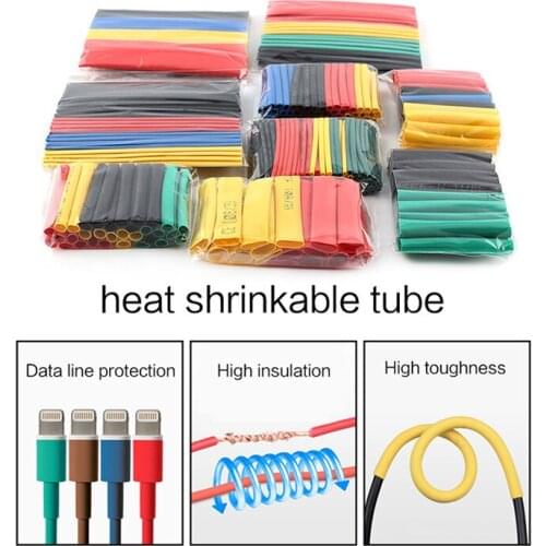164Pcs/Set Polyolefin Insulation Heat Shrink Tubing Tube Sleeve Wrap Wire Assortment Shrinkable Flame Retardant Cable Sleeve Set