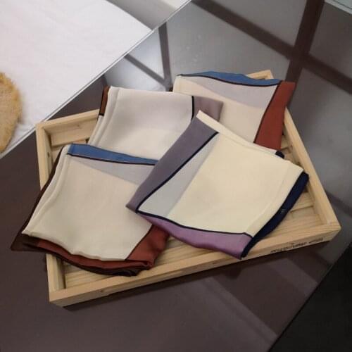 2020 70x70 INS Colorblock Multipurpose women Silk twill scarf Satin square tie Hairband ladies foulard femme towel bufanda shawl