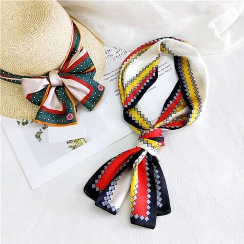 2021 Design New Small Twill Silk Long Neckerchief Top Quality All-match Double Layer Fashion Womens Neck scarf Hats Decorative