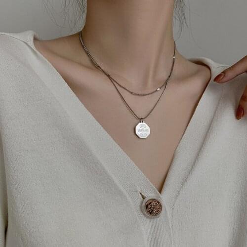 316L Stainless Steel New Fashion Upscale Jewelry Never Change Color 2 layer Charms Chain Choker Necklaces Pendants For Women