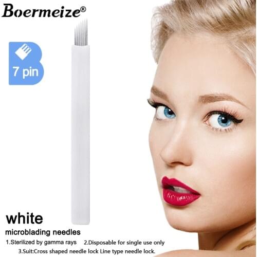 50 PCS 7 Pin Microblading Needles Tattoo Permanent Needle for Eyebrow Embroidery Pen Permanent Makeup Eyebrow Tattoo Supplies