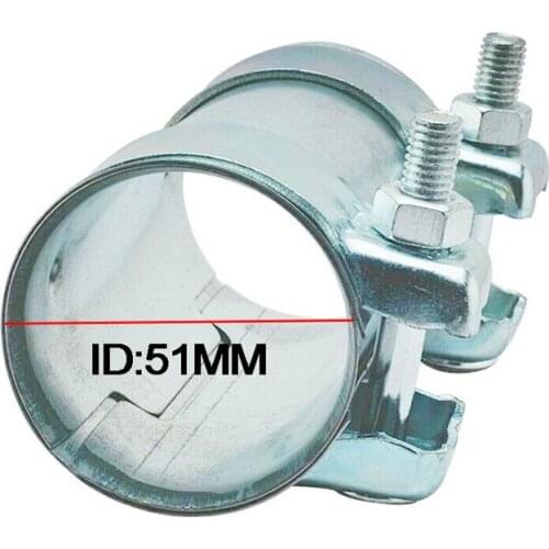 51mm 2" Stainless Steel Exhaust Pipe Connector Sleeve Coupler Dual Clamp Adapter