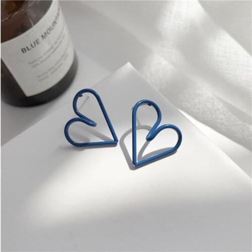 Girls Blue Hearts Big Cute Earrings Fairy Love Stud Earrings