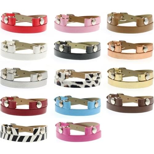 9+32cm Double Layer PU Wristband Fit 8mm Slide Charms and slide letters DIY Handmade