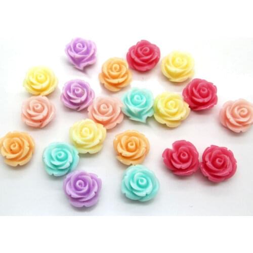 50Pcs 14mm Mixed Resin Flower Decoration Crafts Kawaii Bead Flatback Cabochon Fridge Magnet Scrapbook DIY Accessories Buttons