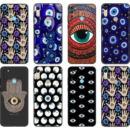 Black tpu Case For Honor 8a Prime 8s 9 10X Lite 9A 9C 9X Premium Pro 9S Case Cover Evil Eye