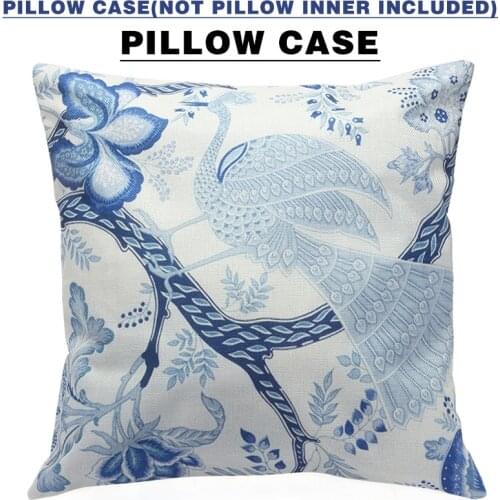 Blue Flowers Pillow Case Vintage Linen Pillow Case Chinese Throw Cushion Cover Beautiful For Sofa Home Decorations Pillowcase