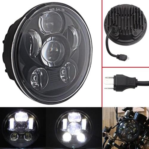 Black Motorcycle 5.75" LED Headlight Head Lamp For Harley Sportster 1200 XL1200L Custom XL1200C 883 XL883 883L XL883R 48