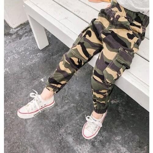 Childrens pants Autumn Jeans For A Boy Camouflage Military Cargo Pants Boys slacks Cotton Long Trousers Fall 2-8years