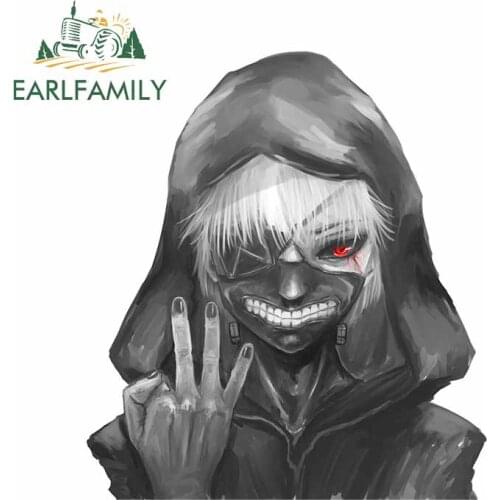 EARLFAMILY 13cm x 11.7cm For Tokyo Ghoul Anime Car Stickers Fashion Fine Decal Air Conditioner Sunscreen Waterproof Decoration
